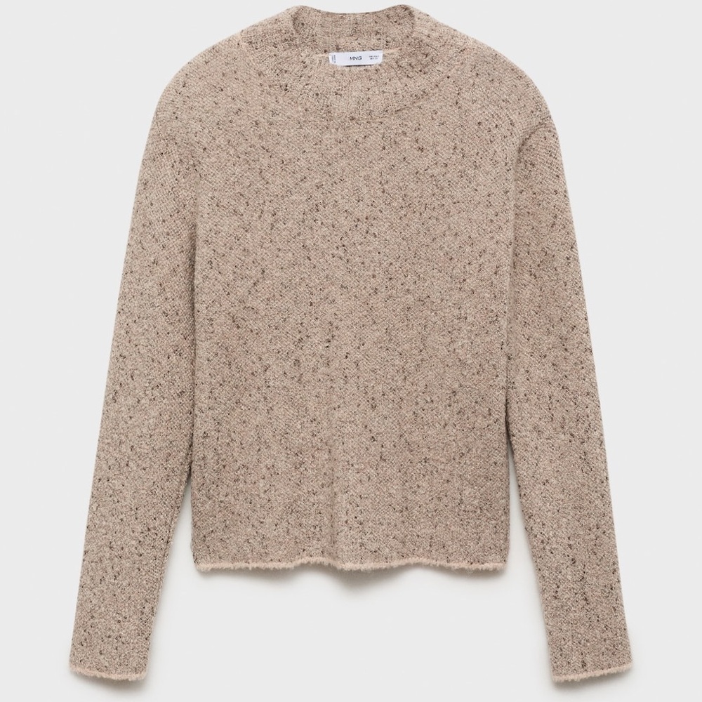 BRAND NEW Mango Beige Bouclé Crewneck Sweater in Size Small